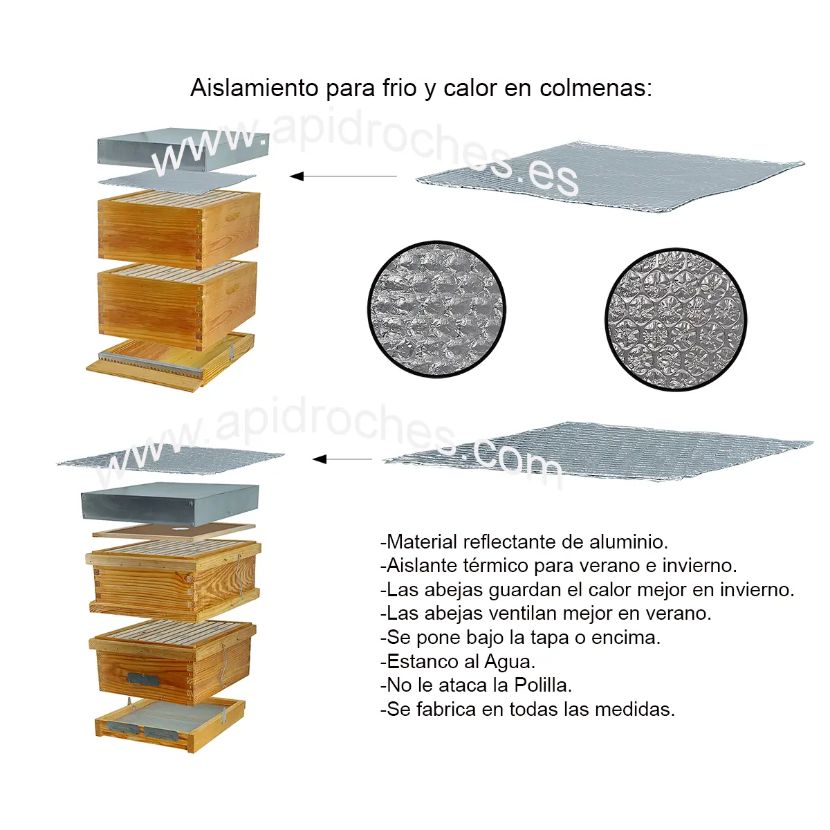 Aislante alumino para colmenas