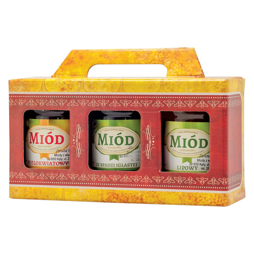 caja-granate-y-dorada-para-3-botes-de-miel-500-g