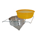 Conical stainless filter + plastic sieve.
