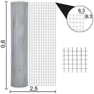 Malha de arame galvanizado 6,3x6,3mm - peça 2,5x0, - imagen 7
