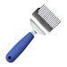 Stainless uncapping comb with a scraper.